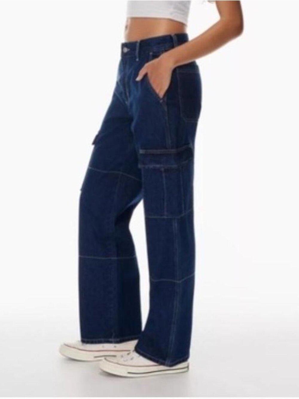 Aritzia Sunday Best | Walker Wide Leg Dark Wash Cargo Jean | Size 10